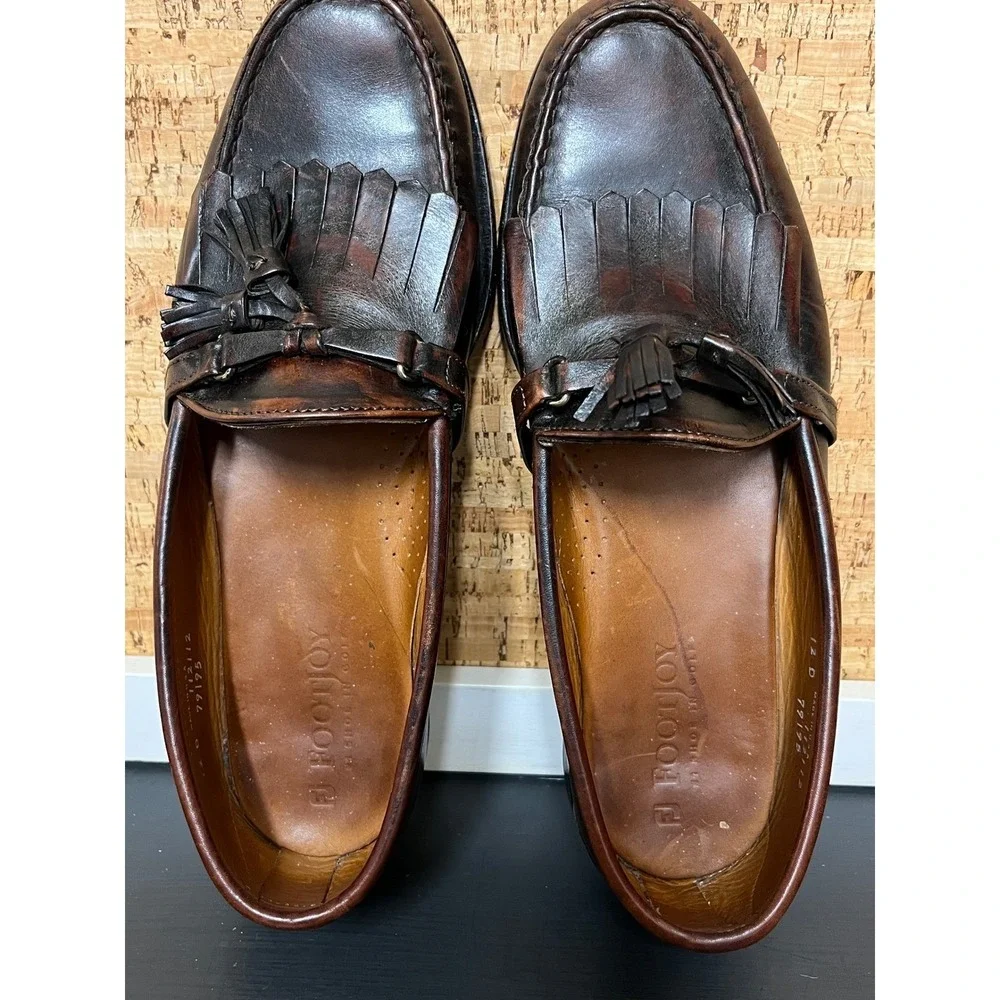Vintage FootJoy Tassel‎ Kiltie Loafers Mens 12D Brown Leather Made USA Golf